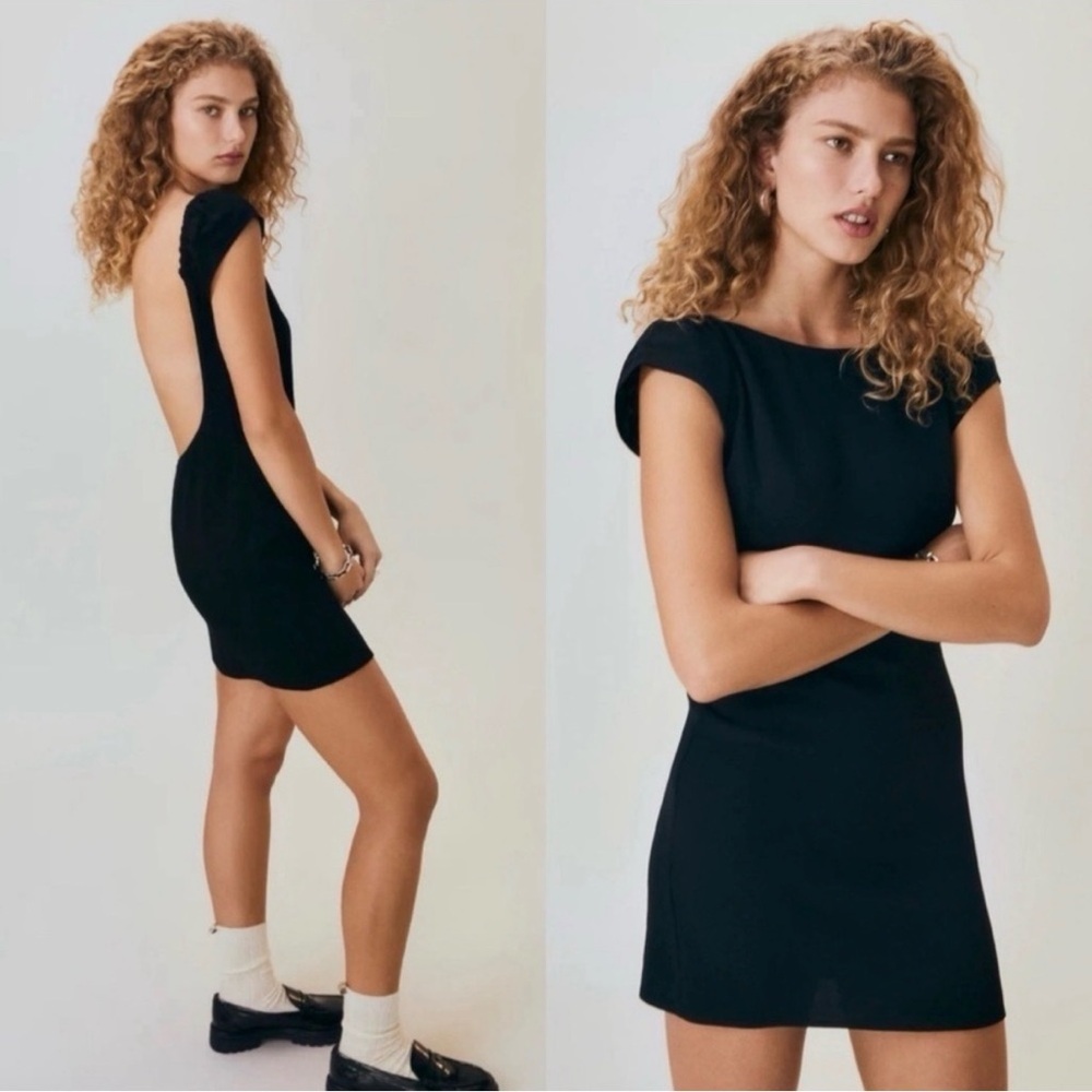 Reformation Chaine Black Backless Mini Dress